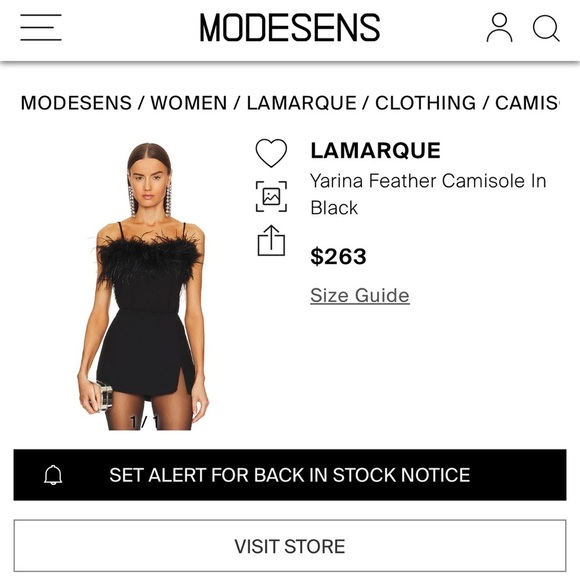 LAMARQUE Yarina Feather Camisole Boa Top Kendall Jenner in Black Sz. Small - Picture 10 of 11